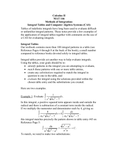 Integral Tables and Integrals Using CAS