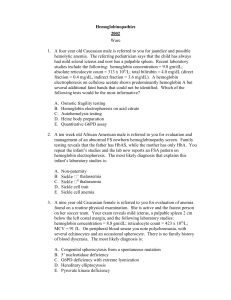 Sample Questions for Hemoglobinopathies