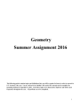 Geometry Summer Assignment 2016 The following packet contains