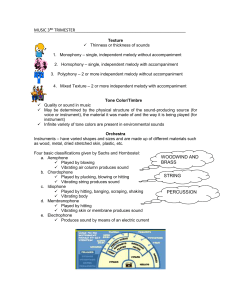 MUSIC 3RD TRIMESTER Texture Thinness or thickness of sounds