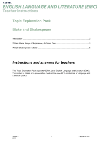 Blake and Shakespeare - Topic exploration - Teacher pack