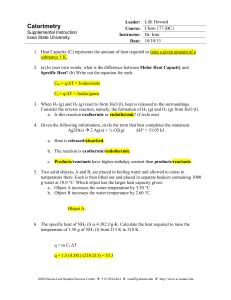 Calorimetry Key - Iowa State University