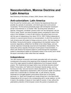 1 Neocolonialism, Monroe Doctrine and Latin America New