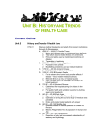 Unit B: History and Trends of Health Care Content Outline Unit B