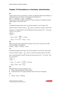 Chapter 15 Calculations in chemistry: stoichiometry