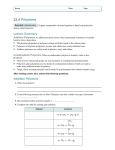 Name Class Date 23.4 Polymers Organic compounds can bond