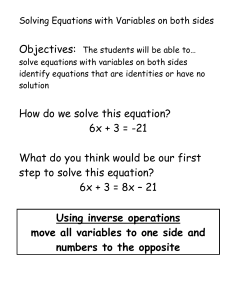 Solving Equations with Variables on both sides