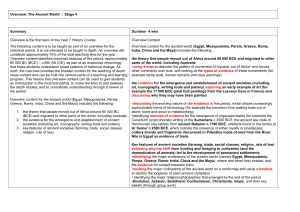 Stage 4 History The Ancient World Overview