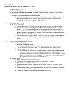 Unit 7: Evolution Content Outline: Geologic Time and Processes (7.3