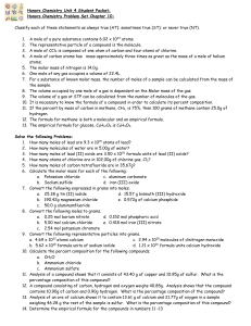 Honors Chemistry Unit 4 Student Packet: Honors Chemistry Problem