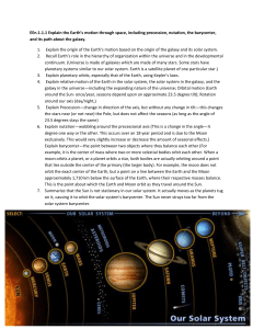 EEn.1.1.1 Explain the Earth`s motion through space, including