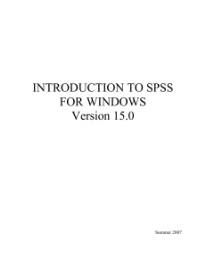 INTRODUCTION TO SPSS FOR WINDOWS