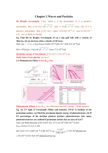 Chapter 2 Waves and Particles De Broglie wavelength: λ=h/p, where