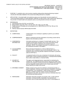 Confidentiality and Disclosure - Community Mental Health for