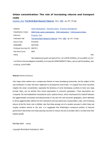 Urban concentration: The role of increasing returns and transport costs