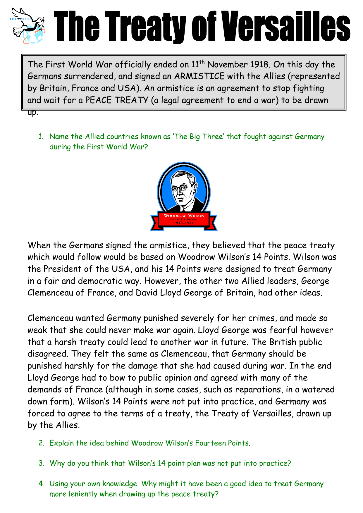 Worksheets Treaty Of Versailles Worksheet treaty of versailles worksheet