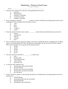 Marketing - Practice Final Exam