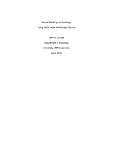 Journal Rankings in Sociology: New Data and