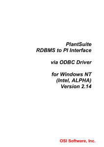 PlantSuite RDBMS to PI