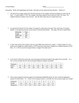 Worksheet on Using Critical Values