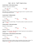 Advanced Math - Unit 1 – “Stuff” I Need to Know