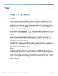 Cisco ANA VNE Drivers Data Sheet