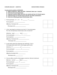 Chapter 25: Mendelian Genetics STUDY GUIDE Name