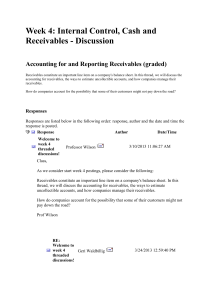 Top of Form Week 4: Internal Control, Cash and Receivables