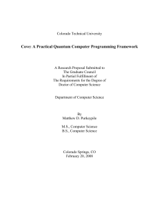 Research Proposal for a Quantum Computer Programming