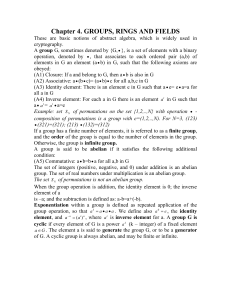 GROUPS, RINGS AND FIELDS