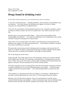 Drugs found in drinking water - Product Stewardship Institute