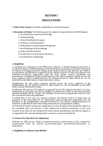 Revised Ordinance governing MDS Course from the