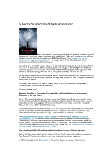 Al Gore`s An Inconvenient Truth: unscientific? It has been a week