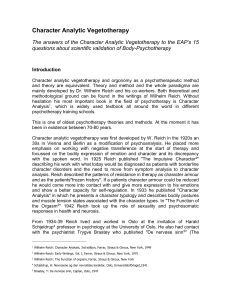 The answers of the Character Analytic Vegetotherapy to the EAP`s