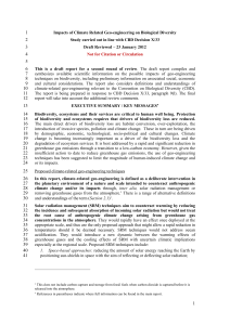 Impacts of Climate Related Geo-engineering on Biological Diversity