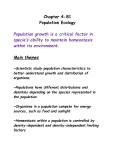 Chapter 4-B1 Population Ecology Population growth is a critical