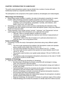 CHAPTER 1 INTRODUCTION TO CLIMATOLOGY