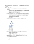 More Factors and Multiples-Pt2 – The Greatest Common Factor