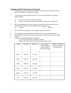 (Honors Physics) Universal Law of Gravitation