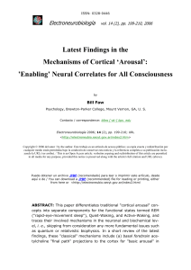 Latest Findings in the Mechanisms of Cortical `Arousal`: `Enabling