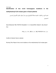 TITLE PAGE Identification of two novel homozygous mutations in the