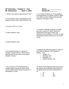 Test Chap 5 gas laws