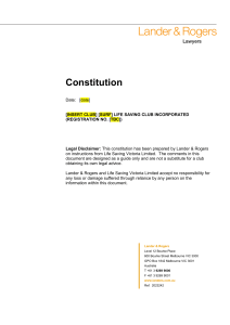 Template constitution for clubs