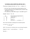 FACTORING: TRINOMIALS a = 1