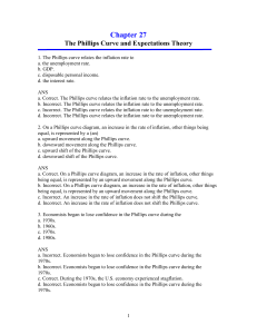 Chapter 27 The Phillips Curve and Expectations Theory 1. The