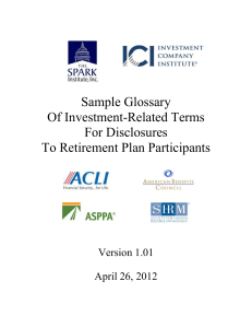 Sample Glossary of Investment-Related Terms for