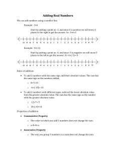 Adding Real Numbers We can add numbers using a number line