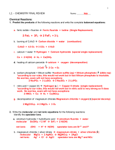 L1 – CHEMISTRY FINAL REVIEW