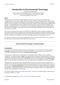 Introduction to Environmental Toxicology