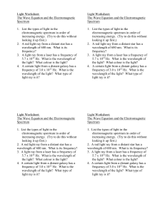 Light Worksheet: